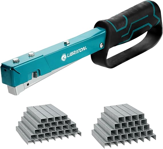 LIBRATON Schwerlast Hammertacker mit 6000 Klammern JT21/No.53 (8mm & 10mm)