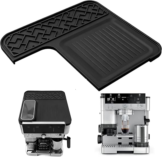 Silicone Top Mat Compatible with Ninja Luxe ES601 ES701, Black | Raised-edge protection and handy storage for tampers, dosing cups and filter baskets
