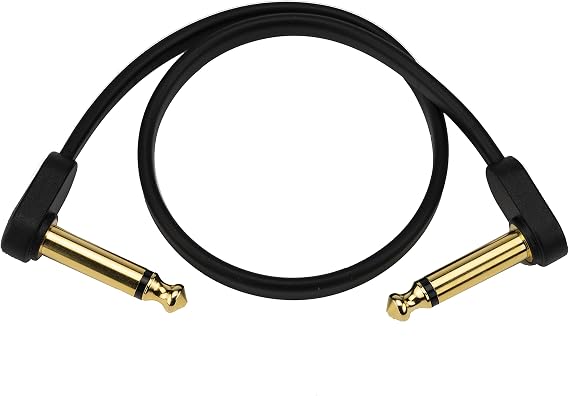 D'Addario Flat Guitar Patch Cable 1 ft Right Angle, 1-Pack