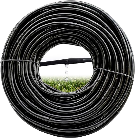 1/4" Irrigation Dripline Tubing with 6" Emitter Spacing,100 Ft Roll | 1/4" Drip Irrigation Tubing,Hydroponics Dripline with Built-in Dripper for Plant Root Zone Irrigation System
