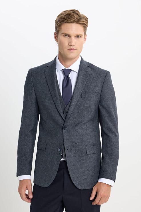 ALTINYILDIZ CLASSICS Erkek Antrasit Slim Fit Mono Yaka Yelekli Takım Elbise 48-6 Drop
