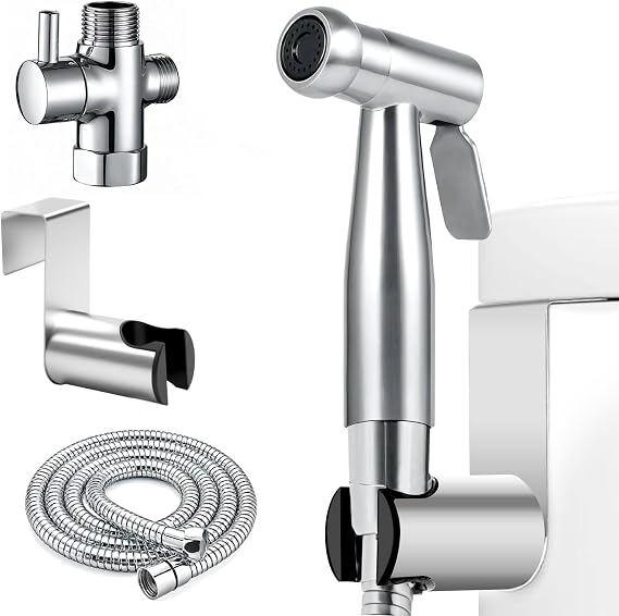 Handheld Bidet Sprayer, Stainless Steel Toilet Bidet Sprayer Kit | Muslim Shower Spray with Hose, Handheld Bidet Washer Shower for Toilet Cleaning, Personal Hygiene