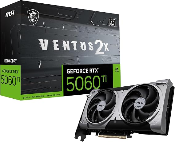 msi Gaming RTX 5060 Ti 16G Ventus 2X Plus Graphics Card (16GB GDDR7,128-bit, Extreme Performance: 2587 MHz, DisplayPort x3 2.1a, HDMI 2.1b, NVIDIA Blackwell Architecture)