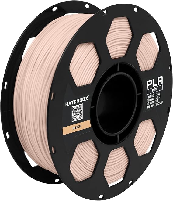 HATCHBOX PLA PRO+ 3D Printer Filament, Dimensional Accuracy +/- 0.03 mm, 1 kg Spool, 1.75 mm, Beige