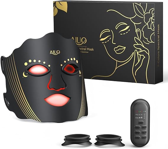 Red Light Therapy for Face, LED Face Mask Light Therapy, Rechargeable Red Light Therapy Mask for Face with Comfortable Light-Blocking Eye Protection & Timing Function At Home, Black