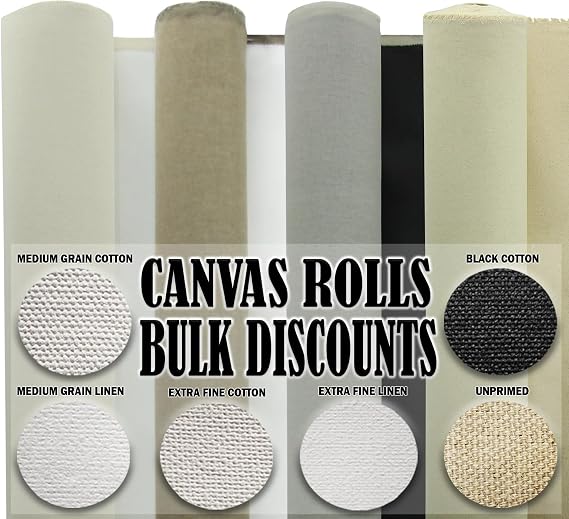 Canvas Rolls for Painting, Cotton Duck Canvas Fabric by the Yard. 62"x6 Yd (18 Ft) 7oz Blank Unprimed Raw Canvas Unstretched Cloth, Quality Fabric Roll for Painters, SDK Murals, Artists, Backdrops