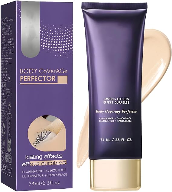 Waterproof Leg Makeup to Cover Veins - Full Coverage Tattoo Cover Up No Transfer Body Makeup - Body Concealer for Mature Skin - Natural Long Lasting Scar CoverUp Makeup for All Skin Tones​,No Transfer