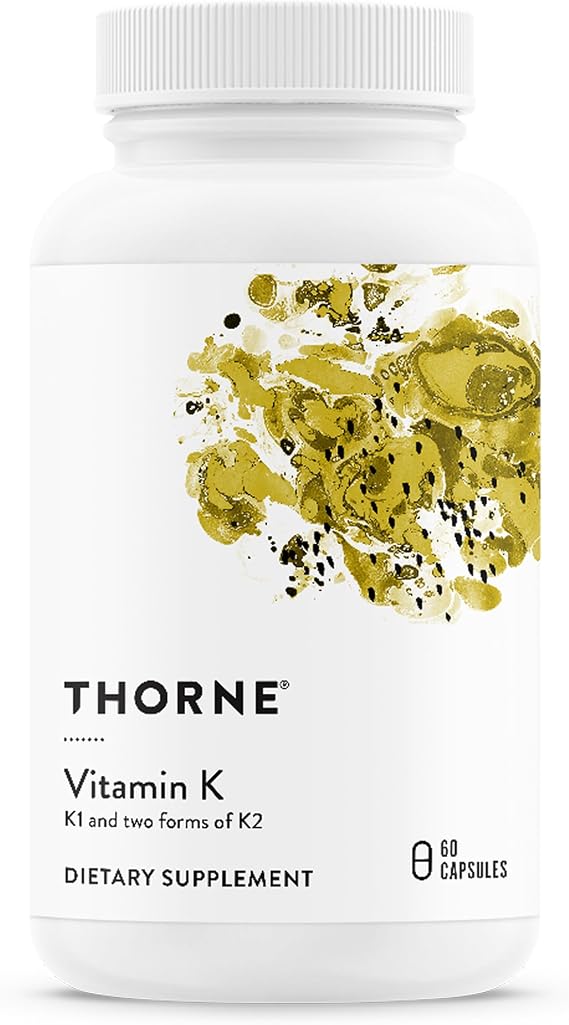 THORNE - Vitamin K - Vitamins K1 and K2 (as MK-4 and MK-7) Capsule Supplement - Supports Strong Bones* - Clinically Studied Ingredients - Third-Party Certified - Gluten, Dairy & Soy-Free - 60 Capsules