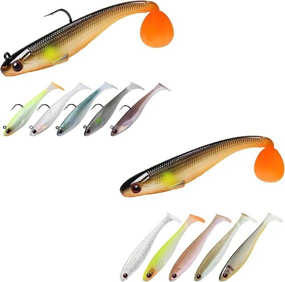 TRUSCEND Pre-Rigged Soft Fishing Lures, Top Soft Fishing Lures for All Species of Fish, Great Action Swimbaits with Spinner, Widely Used Swimbait for All Waters, A Must-Have Baits for Your Tackle Box