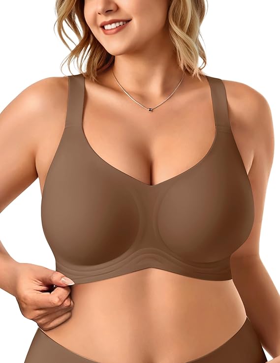 Vertvie Bras for Women No Underwire Wireless Support Bra Underarm-Smoothing Seamless Push Up Full Coverage T-Shirt Sports Bra