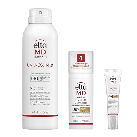 EltaMD Antioxidant Sunscreen Collection - UV AOX Mist Body Spray, UV AOX Elements Tinted Facial SPF, UV AOX Tinted Eye Sunscreen