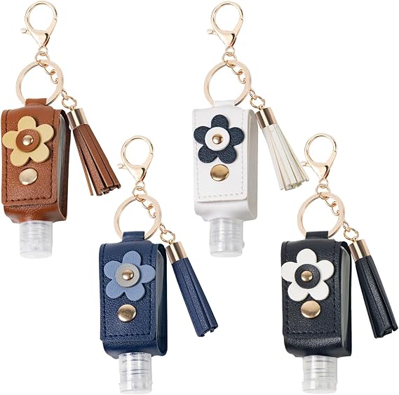 4 PCS Hand Sanitizer Keychain 30ml Refillable Portable Hand Sanitizer | Hand Sanitizer Holders Portable Mini Hand-Sanitisers Case Keychain Travel Bottles for Toiletry Lotion Liquid Soap Shampoo
