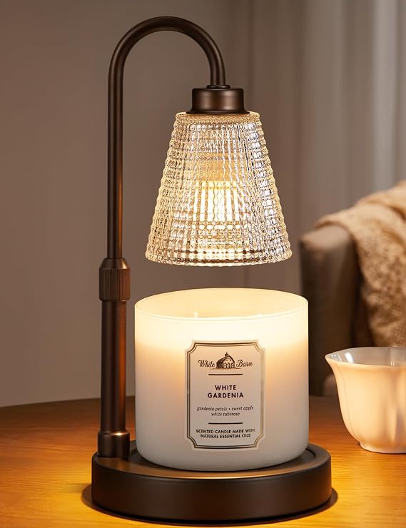Big Brown Candle Warmer Lamp with Timer, Dimmable Candle Warmer for Home Decor, Height Adjustable Candle Lamp for Jar Candles, Birthday Gifts for Women Mom, House Warming Gifts New Home