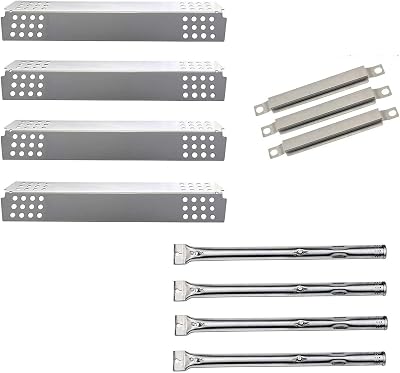 Adviace Grill Replacement Parts for Charbroil 463449914, 463241113 Gas Grills, Pipe Burner Tube, Heat Plate Tent Shield, Crossover Tube for CharBroil Commercial 4-Burner Gas Grills
