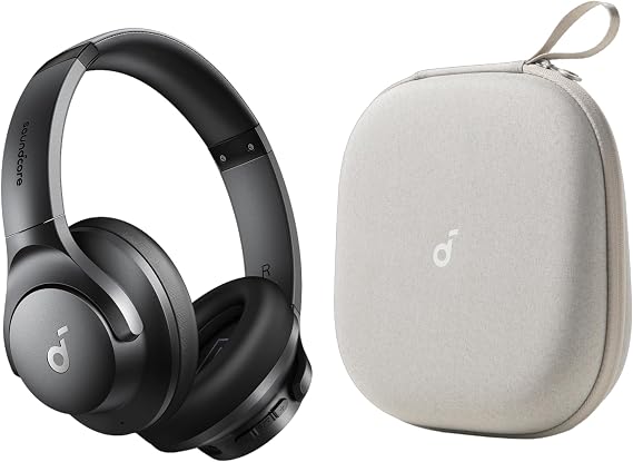 Soundcore by Anker Q20i Hybrid Active Noise Cancelling Headphones, with Headphones Case, Wireless Over-Ear Bluetooth, 40H Long ANC Playtime, Hi-Res Audio, Big Bass, Customize via an App