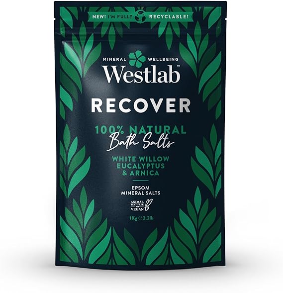 Westlab Recover Bath Salts 1kg, White Willow & Eucalyptus (1 Pack)