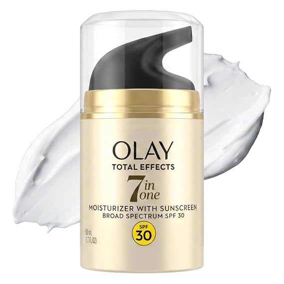 Olay Facial Moisturizing Lotion SPF 30 Total Effects for Dry Skin, 7 Benefits including Minimize Pores, Anti-Aging, 1.7 oz