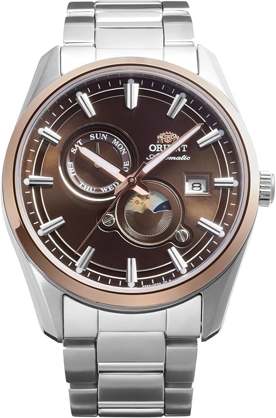 Orient Stretto Sun & Moon Automatic (41.5mm) Brown Dial/Stainless Steel Bracelet RA-AK0313Y30B