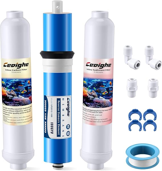 RO Replacement Filter Kit, Compatible with AquaticLife RO Buddie, 100 GPD