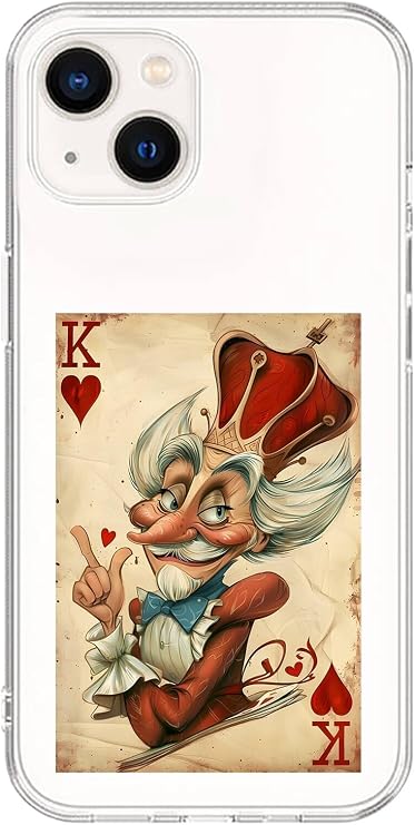 iPhone 15 Uyumlu Şeffaf Kılıf Kartlar King 4 Tasarımlı