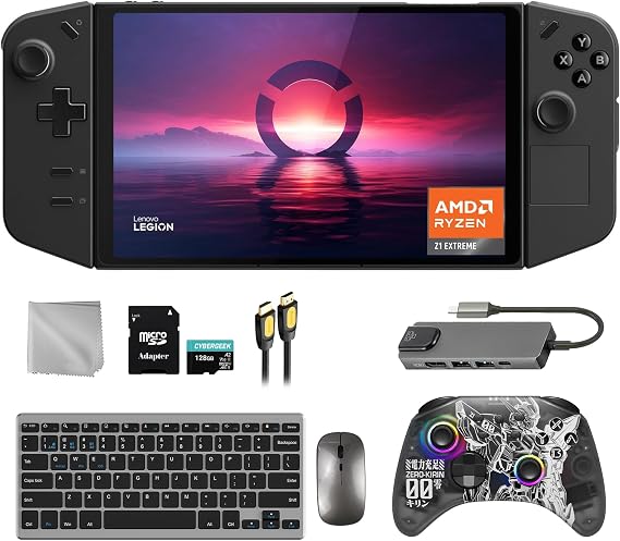 Lenovo Legion Go 512GB Gaming Handheld 8.8-inch Touchscreen 144Hz 2K QHD AMD Ryzen Z1 Extreme Processor, Zero-Kirin Wireless Pro Controller, Hub, 128GB MicroSD, Keyboard & Mouse, 8 in 1 Bundle