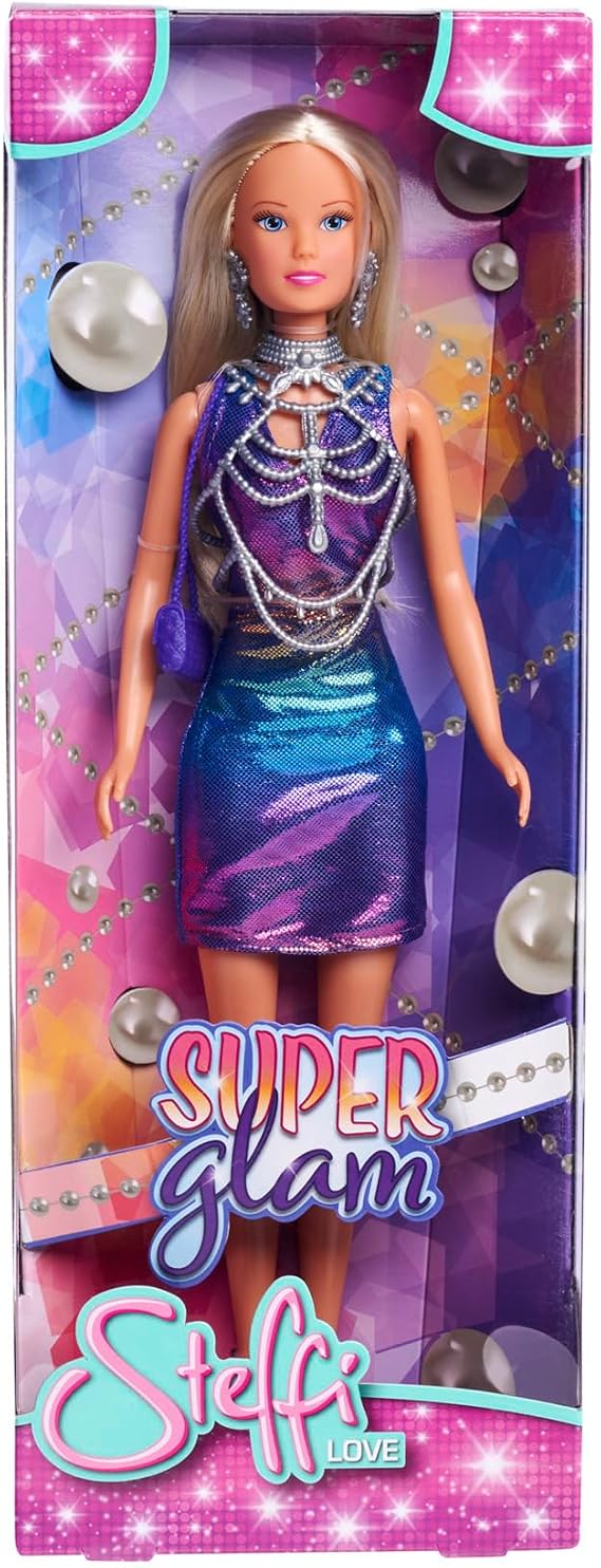 Simba, 105733663, Steffi Love Super Glam, Custom Body Chain & Earring Accessory, Custom Glitter Dress, 29Cm