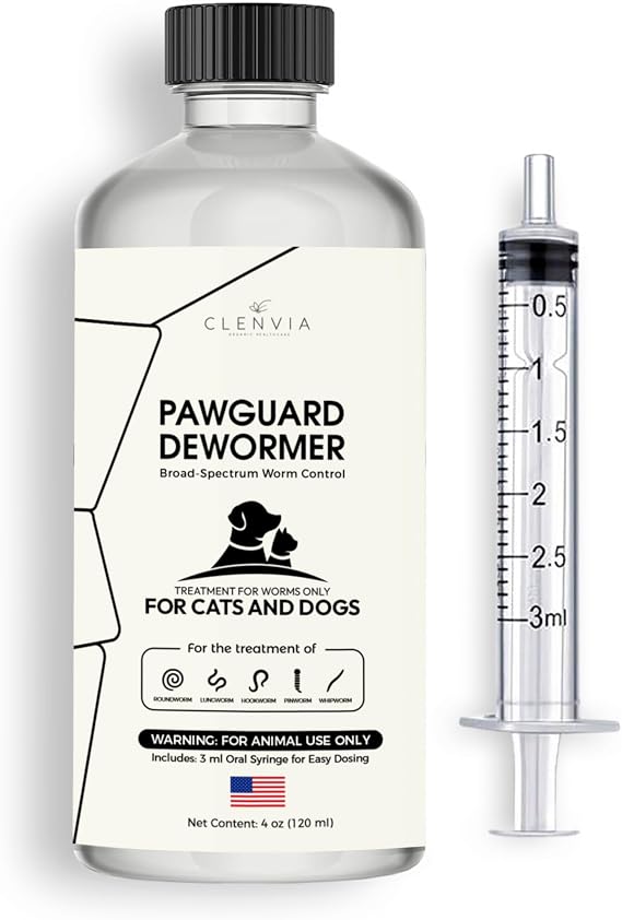 PawGuard Dewormer Advanced Dewormer for Cats & Dogs | Safe & Effective Liquid Worm Treatment | Chicken Flavor (120ML)