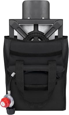 Carrying Case for Single Burner High-Pressure Propane Stove Durable Travel Storage Bag for Outdoor Gas Burner with Heat Shield Fits Camping, Tailgate, Seafood Boil Stoves