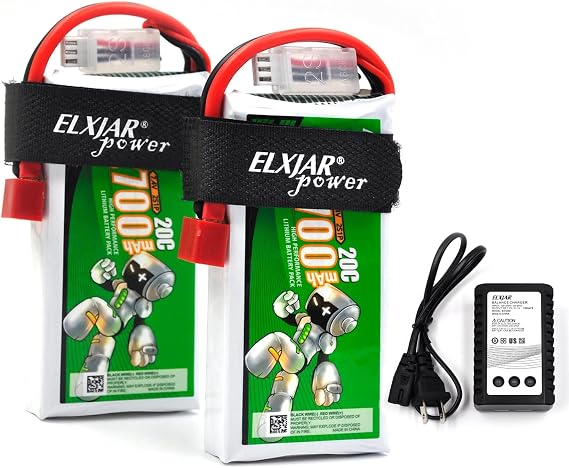 (2-Pack) 7.4V 2700mAh 20C Li-Po Battery for WLTOYS 12428, 12423, 12429