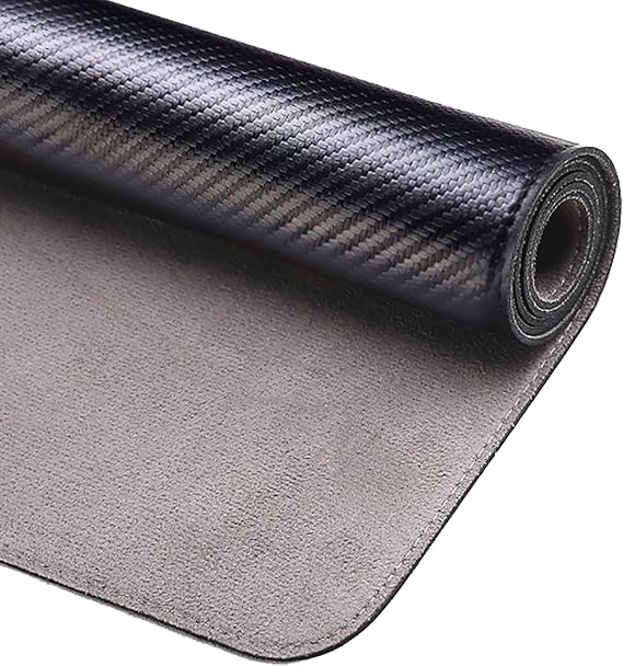 Office Desk Pad Mat, Leather Game Mouse Mat, Carbon Fiber Texture Large Writing Pad, for Home Office Protection and Decor(Black,130x60cm)