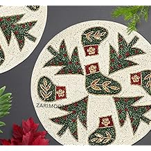 Set of 2 Christmas Handmade Beaded placemat, Beaded Charger, Beaded Table mat, Multicolor Centrepiece, Gift for her, Embroidered ZARIMOON