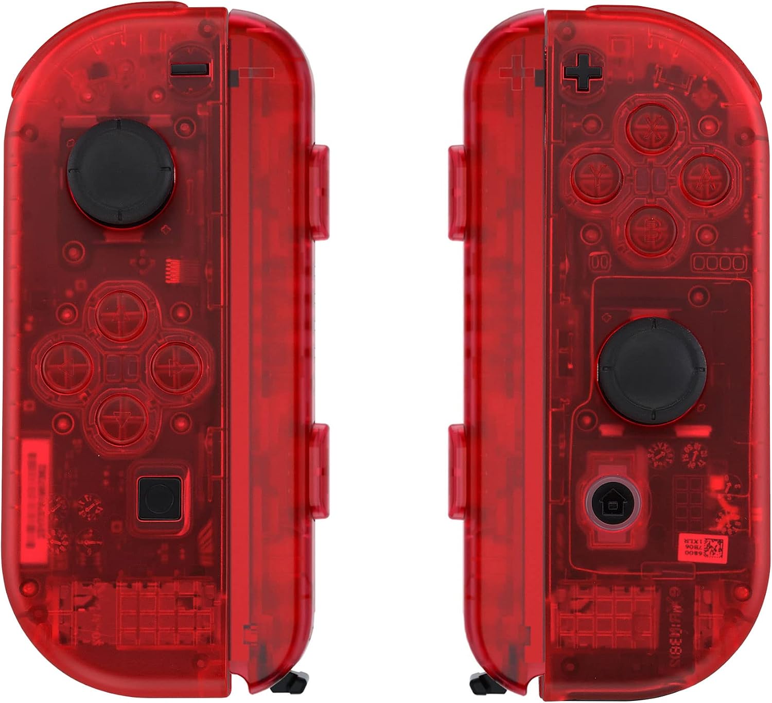 eXtremeRate Clear Red Joycon Handheld Controller Housing Strap Shell, Soft Touch DIY Replacement Shell Case w Full Set Buttons for Nintendo Switch Joycon & Strap–JoyCon NOT Included