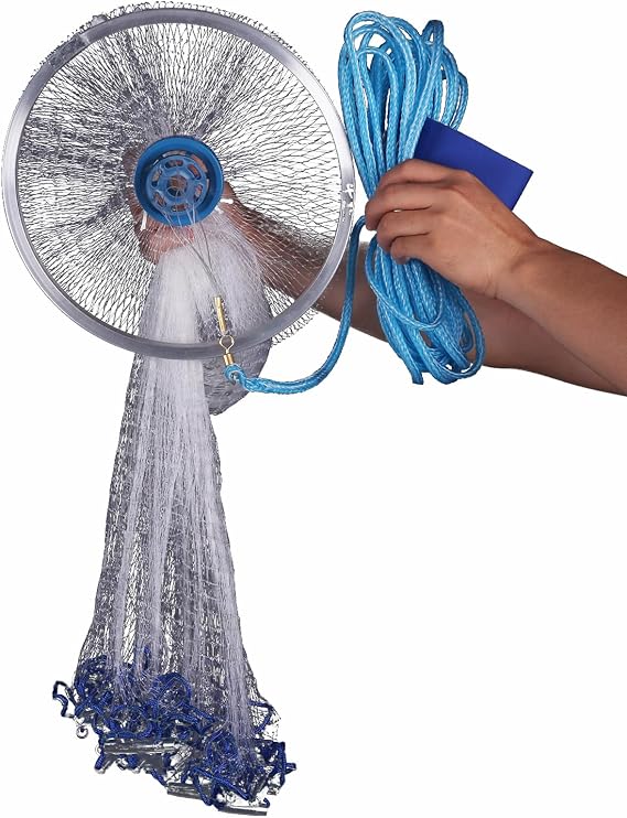 Cast Nets for Fishing Saltwater Fishing Net with Aluminum Ring for Bait Trap Fish Throw Net for Bait Fishing Cast Net 9FT