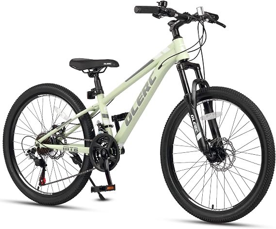 Glerc Skyline 20 24 Inch Kids Mountain Bike for 6-14 Years Old Teenagers Boys and Girls, 21-Speed Bike with Suspension & Disc Brakes, Multiple Colors