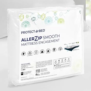 Protect-A-Bed, Allerzip Mattress or Box Spring Encasement, 7 - 12 Height, Waterproof, Zippered, 6-Sided, Queen