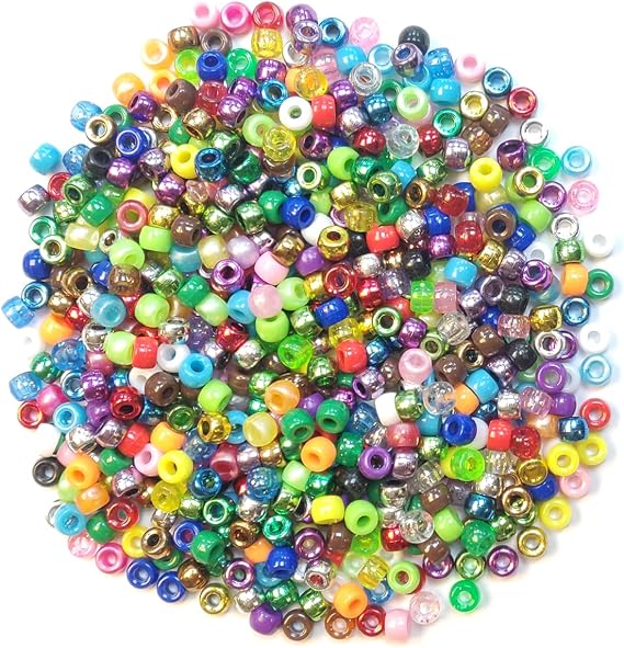 4-in-1 Assorted Pearlised/Glitter/Metallic/Bright Pony Beads PK-1000 (4 in 1)