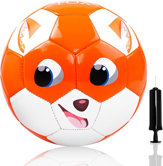 U&C Planet Kids Football Size 2 Mini Football for Toddlers with Pump | Small Ball for Child 3-6, Garden Indoor & Outdoor Toy, Durable Fox Design, Christmas Birthday Gift for Boys & Girls
