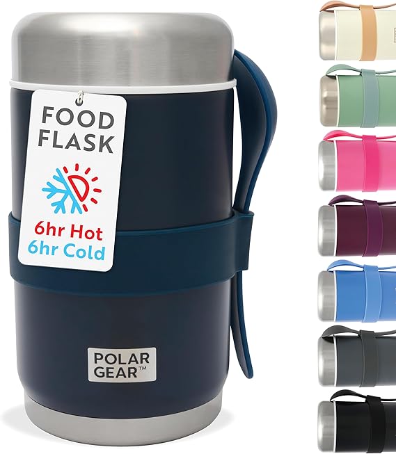 Polar Gear 520ml Thermal Food Flask For Hot Food, Soup Flask with Spoon | Double-wall insulation, 520ml capacity, leakproof, non-slip grip, wide opening, Keep Hot or Cold for 6 Hours