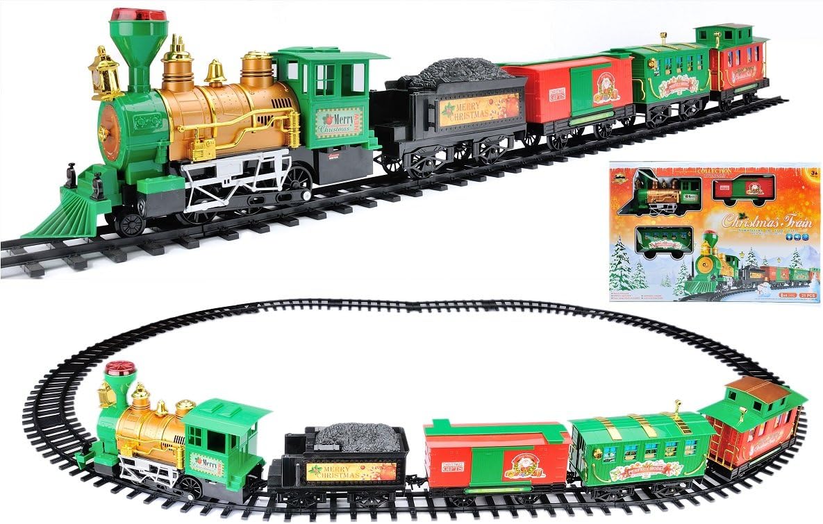 Northlight 21-Piece Battery Operated Lighted & Animated Christmas Express Train Set with Sound