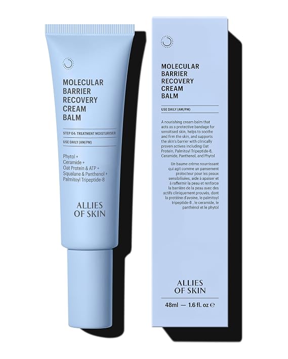 Allies of Skin Molecular Barrier Repair Cream Balm | Deeply Hydrating Face Moisturizer with Ceramides & Squalane | Daily Treatment to Soothe Irritated Skin | For Post-Procedure and Dry Skin | 1 fl oz