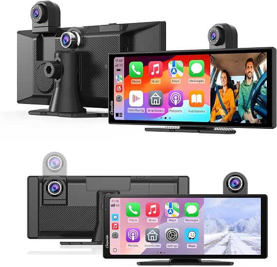 Carpuride Wireless Carplay & Android Auto with Dash Cam
