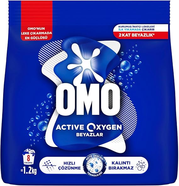 Omo Active Oxygen Toz Çamaşır Deterjanı Beyazlar için, 1.2 Kg