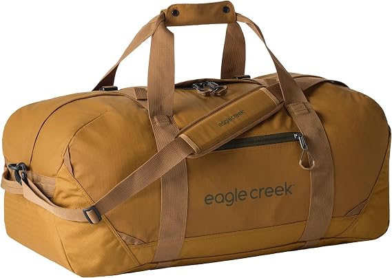Eagle Creek No Matter What Duffel Bag - Eco Friendly Duffel for Sustainable Travel - Adjustable Shoulder Strap - Multiple Carry Options - Easy to Store - Safari Brown - 60L