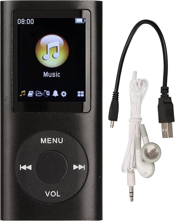 MP3 Player, Portable MP3 Music Player, Stylish Multifunctional Lossless Sound Slim 1.8 Inch LCD Screen Portable MP3 Music Player for Sport and Running (Black)