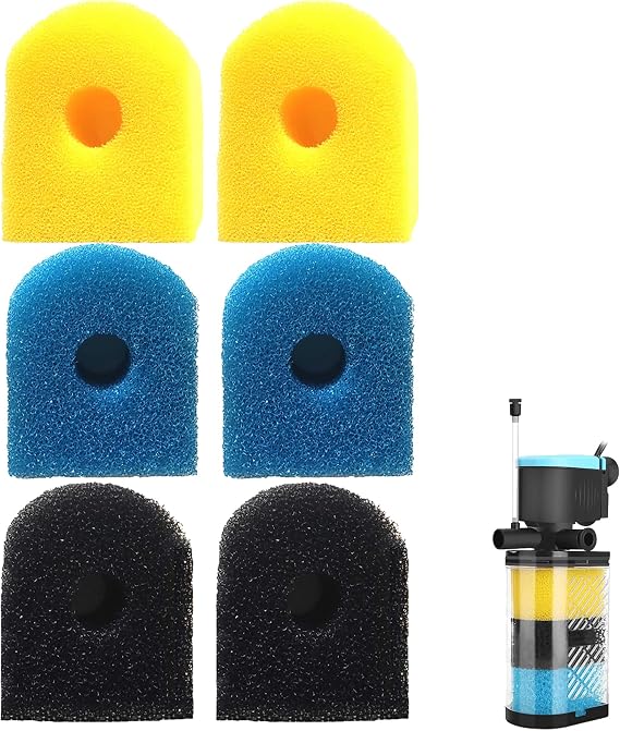 Aquarium Filter Replacement Sponge, Fish Tank Filter Replacement Parts, Including 2 x Coarse Sponge, 2 x Fine Sponge 2 x Black Sponge