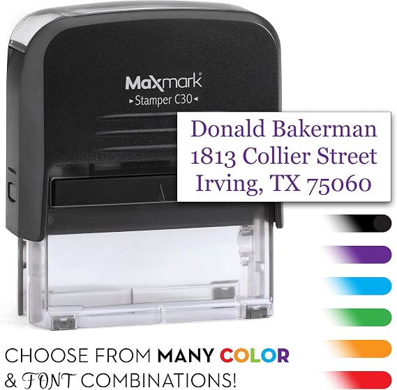 Return Address Stamp - Three Line Self Inking Stamp - 3/4" x 1-7/8"