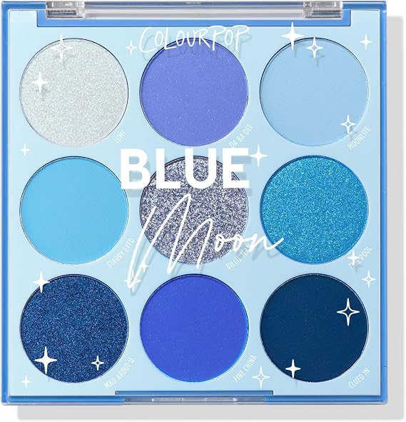 ColourPop Blue Moon Shadow Palette - Monochromatic Blue Shadow Palette with Matte, Metallic and Duochrome Surfaces
