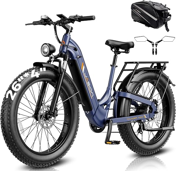 Jasion Thunder/PRO/ST Electric Bike,2000W/1800W Peak Ebikes for Adults,26''Fat Tire Best Ebike for Men,90/80 Miles with 1040Wh/864Wh Battery,35/30+MPH Max Speed Bicycles,500/400LB Capacity