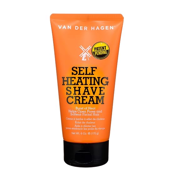 Van Der Hagen Self-Heating Shave Cream - Burst of Warmth Opens Pores and Softens Stubble, 6 oz
