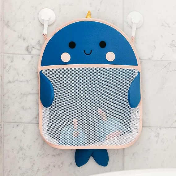 Copper Pearl Oceana Extra-Large Mesh Bath Toy Holder with Suction Cups: Quick-Dry Bath Toy Storage Net for Bathtub, Nori